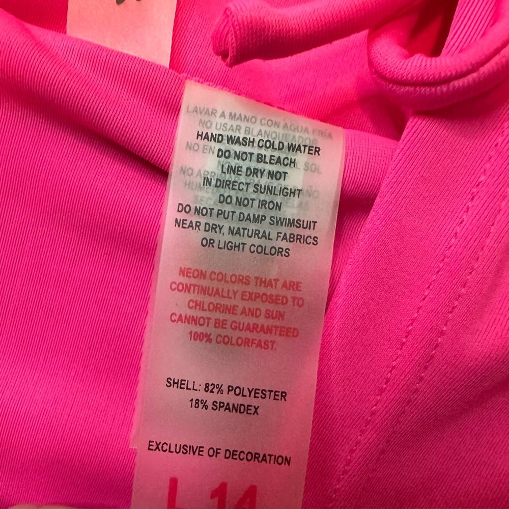 Zeroxposur Girls Black/Pink 1 Piece Swimsuit/Cover Up Skirt Set NWT Size L 14 - Picture 9 of 9